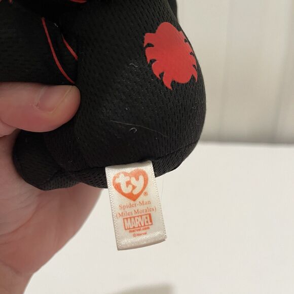 TY Spider-Man Plush 6" Black Red Miles Morales Silver Glittery Eyes - Picture 8 of 8